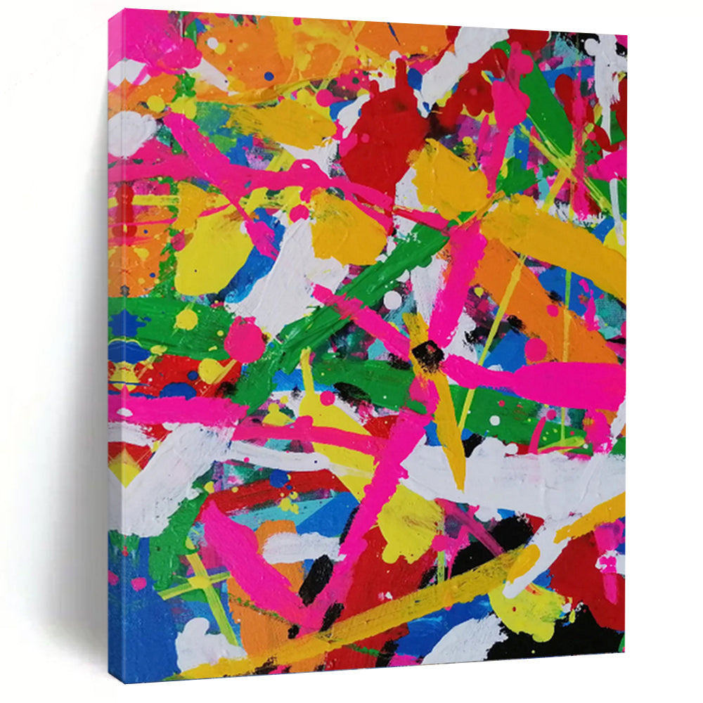 “Vibrant Color Splash Abstract” - Multicolor Abstract Art on Canvas DKH1260
