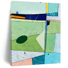 Load image into Gallery viewer, “Colorful Landscape Reimagined” - Green, Blue, Pink, Orange Geometric Landscape Art on Canvas DKH1104
