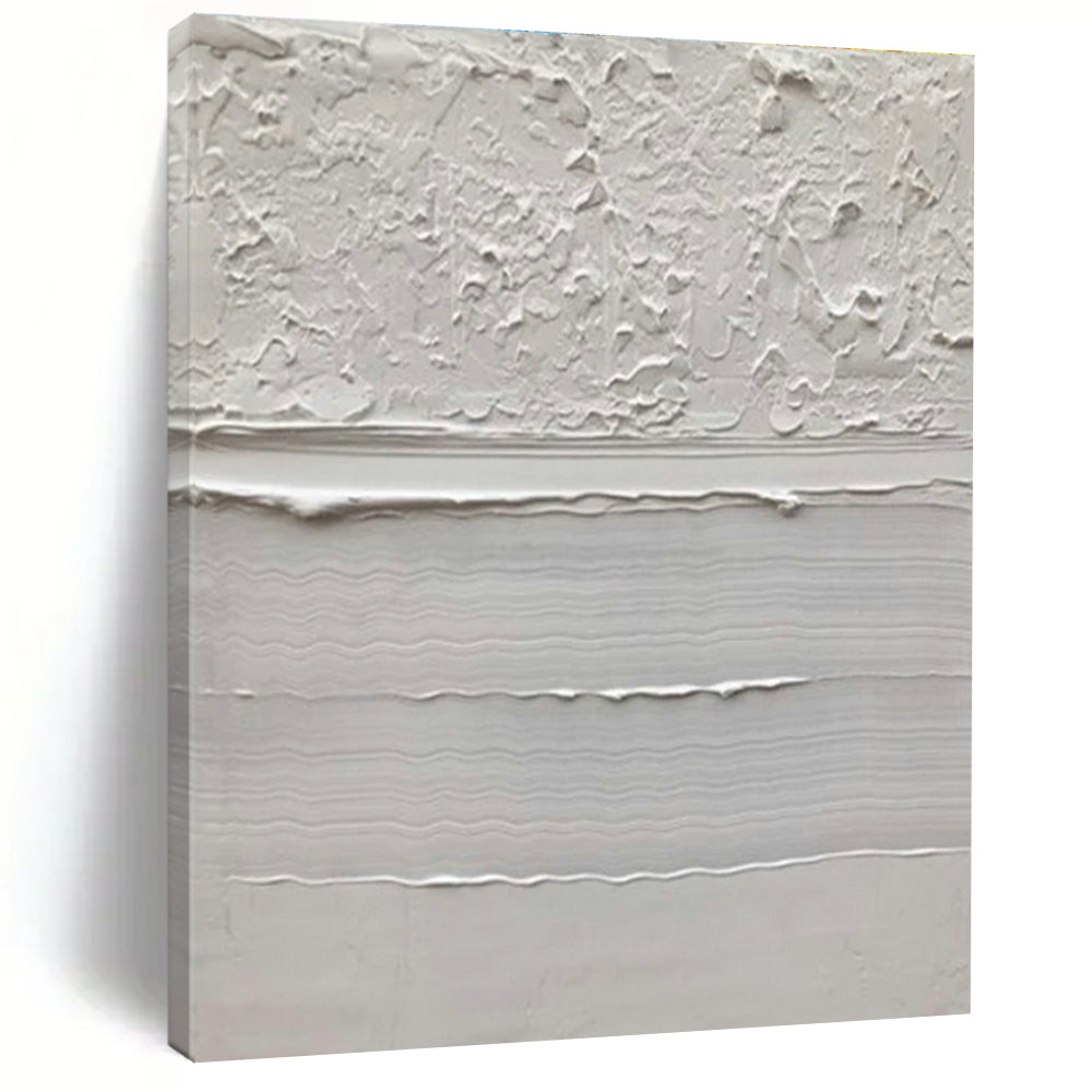 Textured White Layers Acrylic Art - Perfect for Contemporary Spa & Minimalist Meditation Room LargeART0611