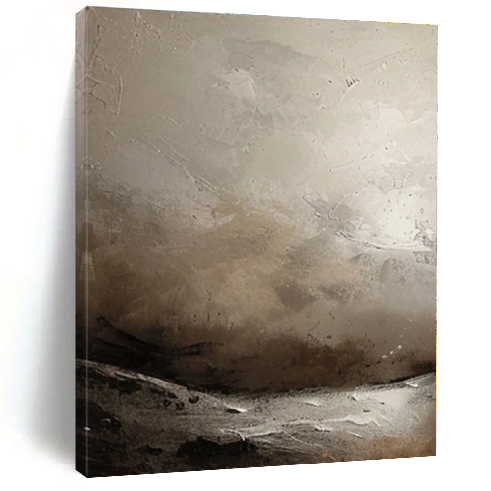 Gray - Brown Textured Abstract Acrylic Art - Great for Contemporary Art Space & Modern Bedroom LargeART0550