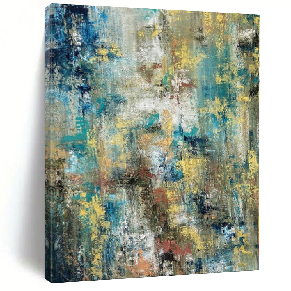 Hand - painted Oversized Colorful Abstract Mosaic Acrylic Art for Vibrant Family Rooms LargeART0035