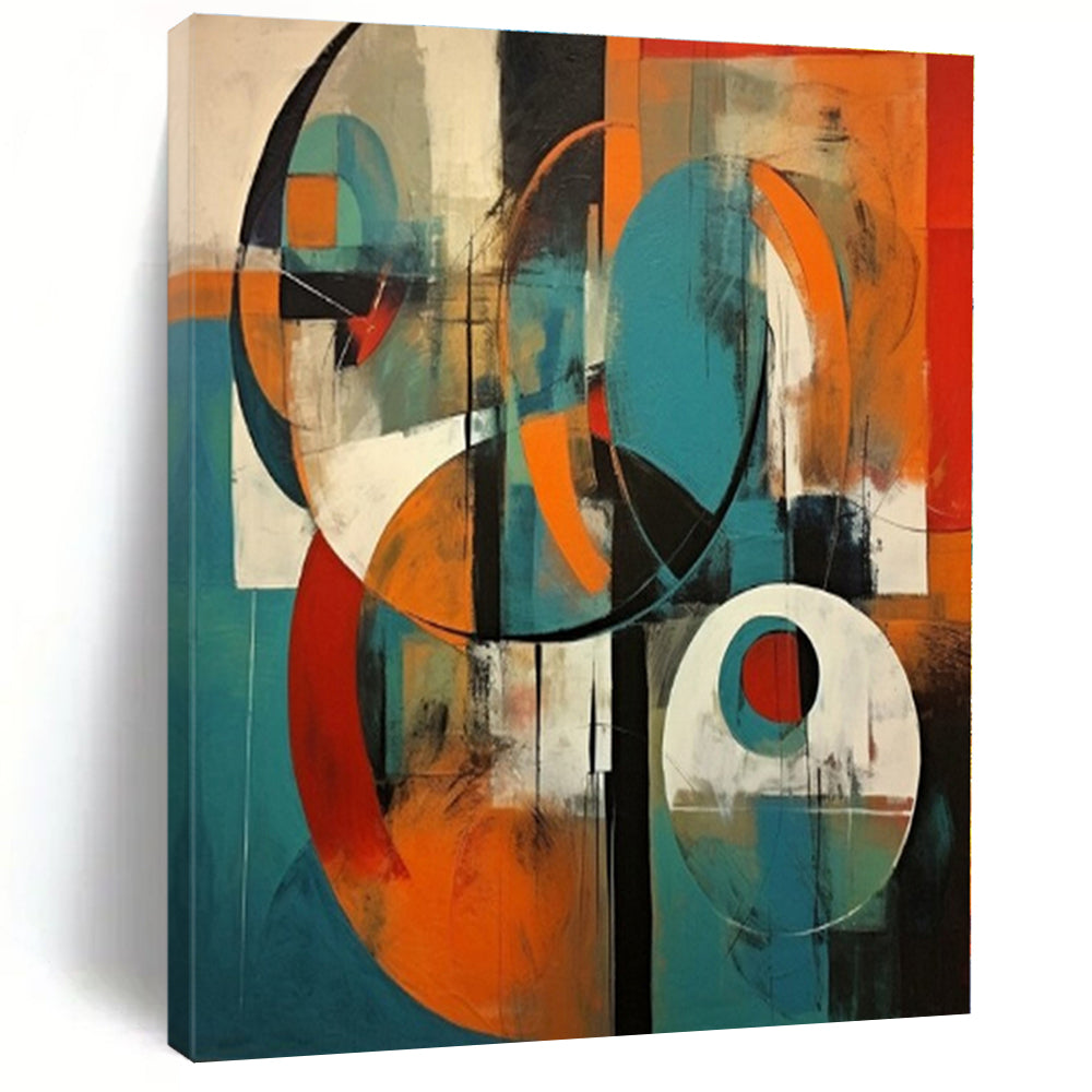 Colorful Geometric Abstract Canvas Painting, Perfect for Playful Kids’ Room & Modern Art Gallery LargeART1259