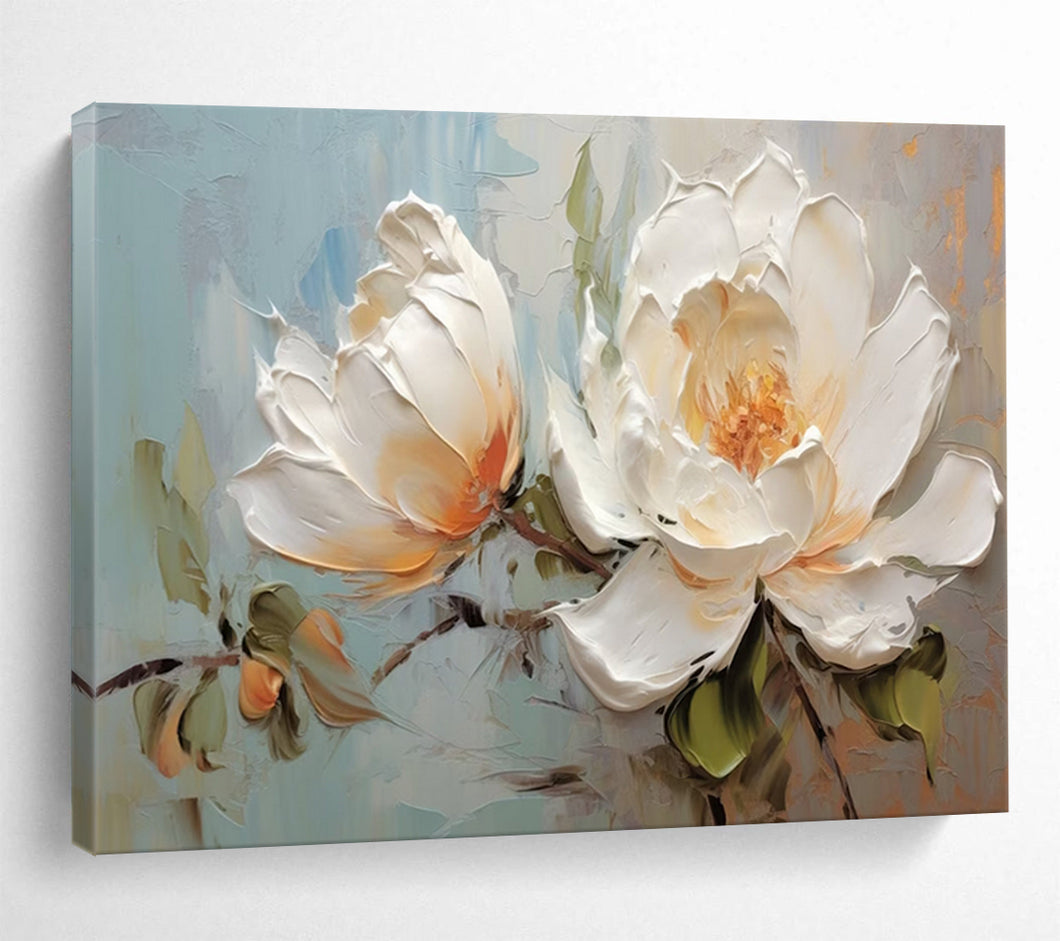 White Peony Blooms Large - scale acrylic painting DLZ174
