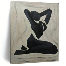 Load image into Gallery viewer, Monochrome Abstract Painting, Black &amp; Beige, Figure Art for Yoga Studio &amp; Bedroom LargeART2164
