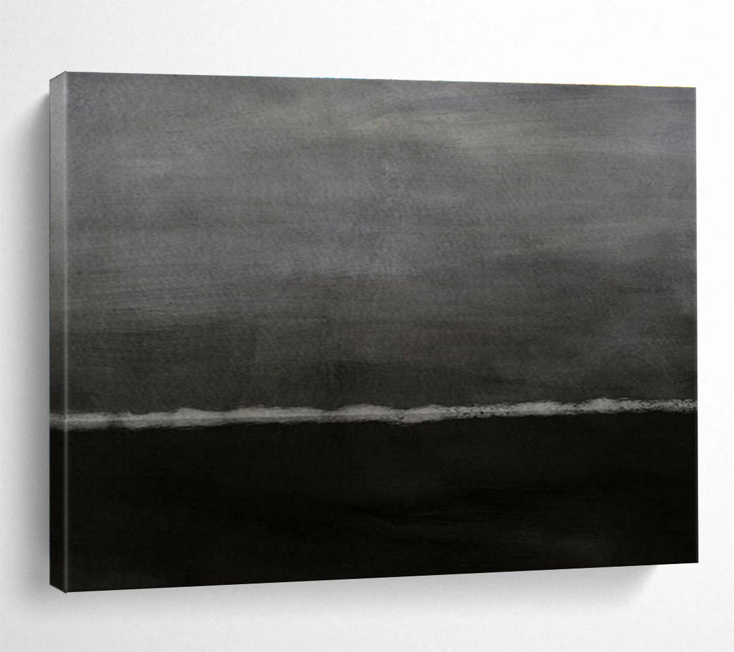 Monochrome Horizon Abstract Painting on Canvas - “Dusk’s Whisper” DKH598