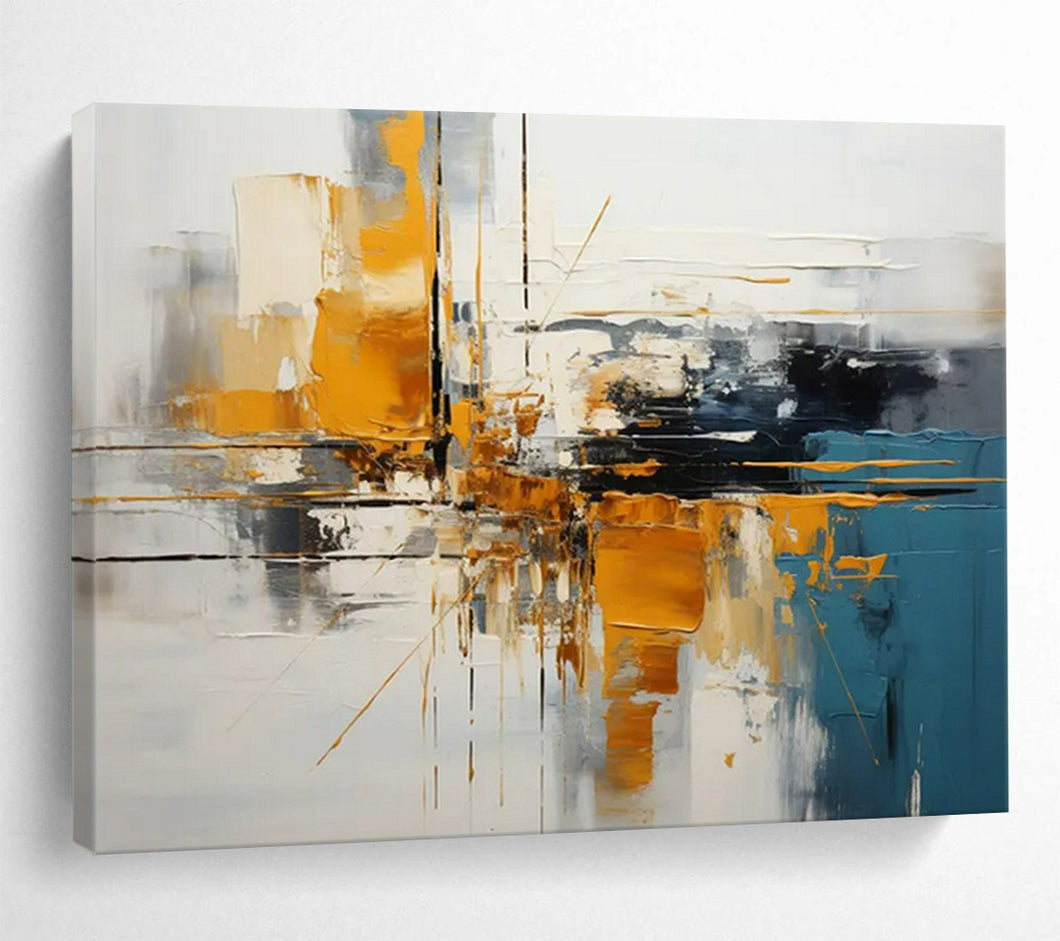 Hand - painted Large - Scale Modern Abstract Cityscape Acrylic Art for Urban - Inspired Lofts LargeART1753