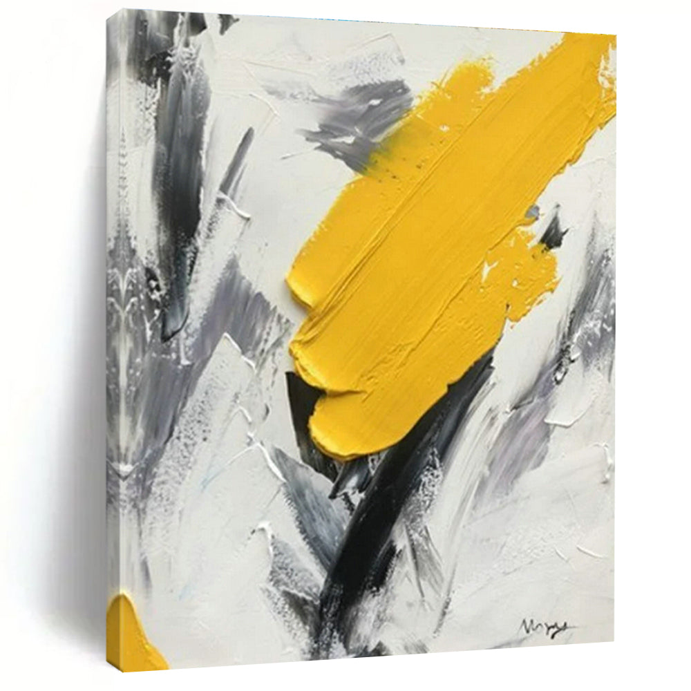 Yellow, Gray, and White Textured Art Acrylic Art - Great for Scandinavian - style Kitchen & Bright Home Office LargeART0616