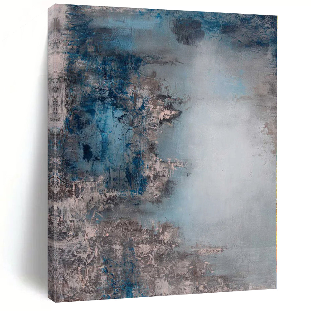Hand - painted Large - scale Blue and Gray Muted Abstract Acrylic Art for Calm Waiting Rooms LargeART0021