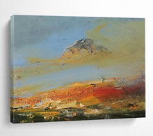 Load image into Gallery viewer, Expressive Mountain Sunset in Warm Hues Abstract acrylic painting DLZ042
