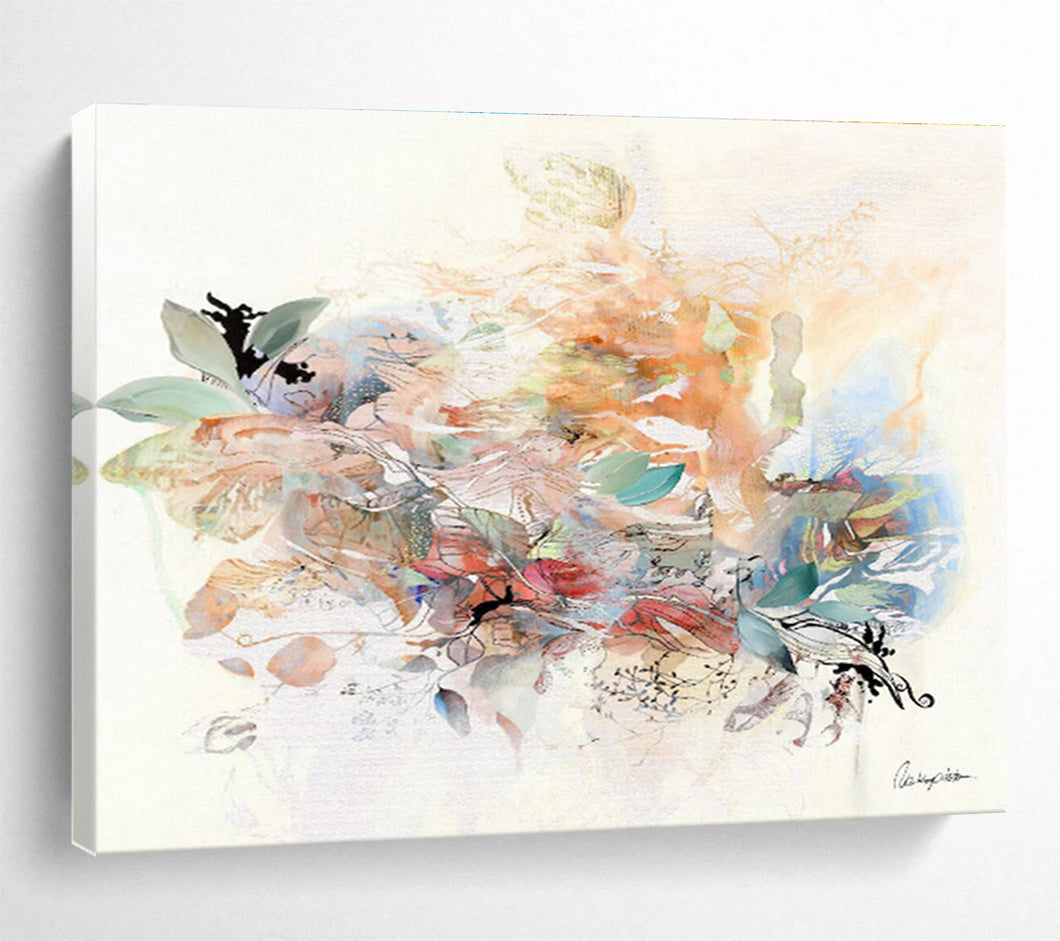 Whimsical Floral Fusion Abstract Painting on Canvas DKH532