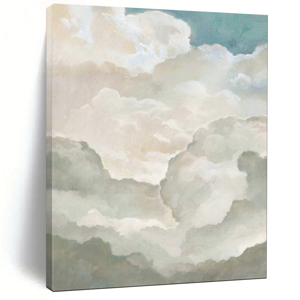 Soft - Toned Fluffy Cloudscape Abstract, Ideal for Airy Bedroom & Light - Filled Lounge Area LargeART1992