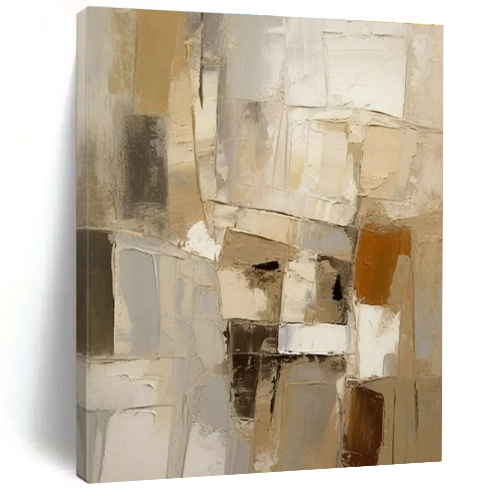 Neutral Toned Abstract Blocks Acrylic Art - Great for Minimalist Home Office & Rustic - style Library LargeART0610