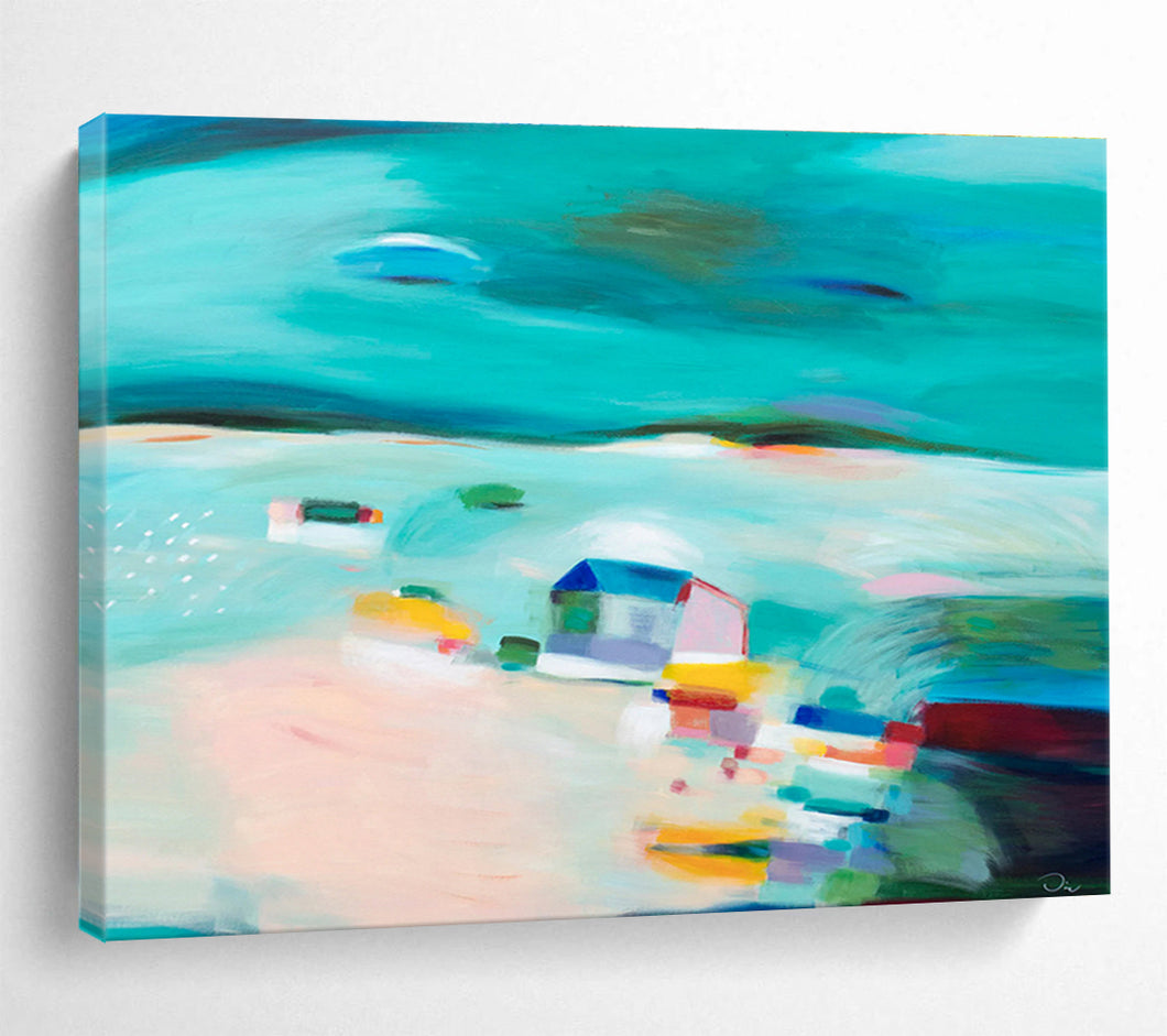Coastal - Inspired Abstract Landscape Art for Beach House Living Room & Seaside Restaurant DKH058