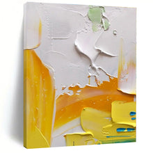 Load image into Gallery viewer, Bright Yellow &amp; White Textured Abstract Painting, Suited for Cheerful Kitchen &amp; Creative Studio LargeART1346
