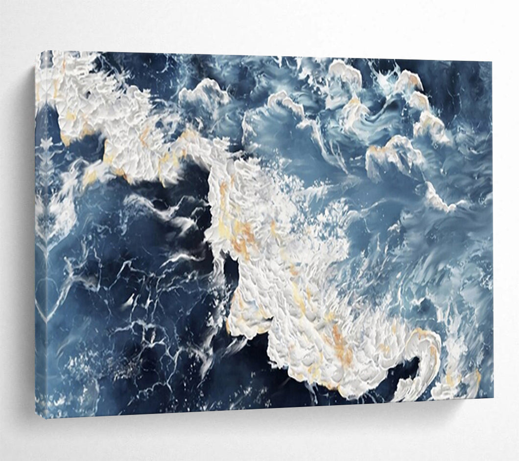 Blue Ocean Wave Abstract - Dynamic Living Room Art LargeART1528