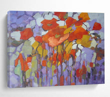 Load image into Gallery viewer, Colorful Floral “Patchwork Poppies” Painting on Canvas, Quirky Flower Art DKH853
