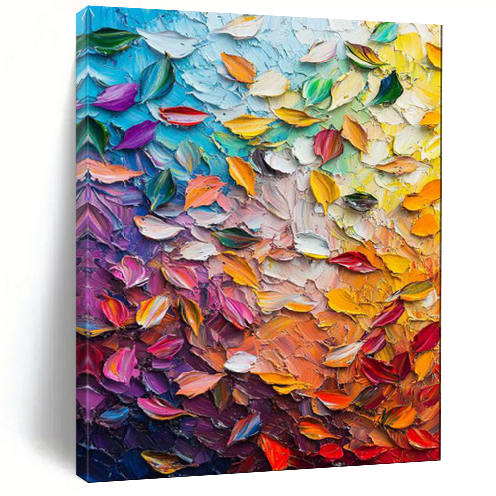 Rainbow - Colored Textured Petal Abstract Art, Ideal for Creative Studio & Playful Kids’ Room LargeART2071