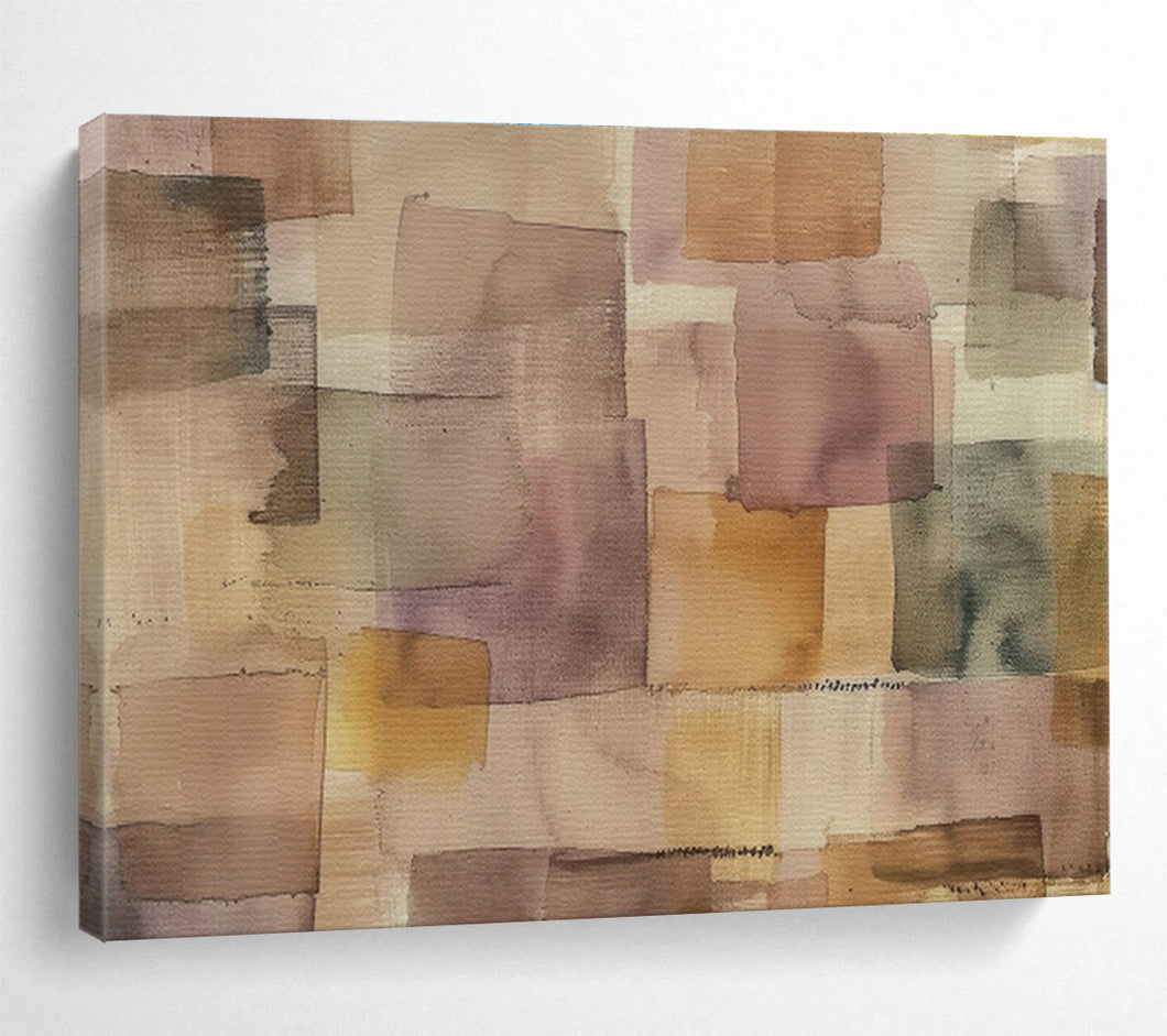 Soft Color Blocks Abstract Painting for Calm Nursery & Serene Yoga Room DKH147