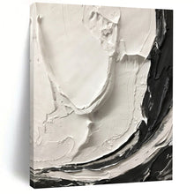 Load image into Gallery viewer, “White &amp; Black Crescents” – Thick white impasto and black strokes, curved shapes DTP387
