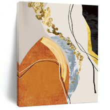 Load image into Gallery viewer, “Colorful Shapes &amp; Gold Streaks” - Modern Abstract Art on Canvas DKH1515
