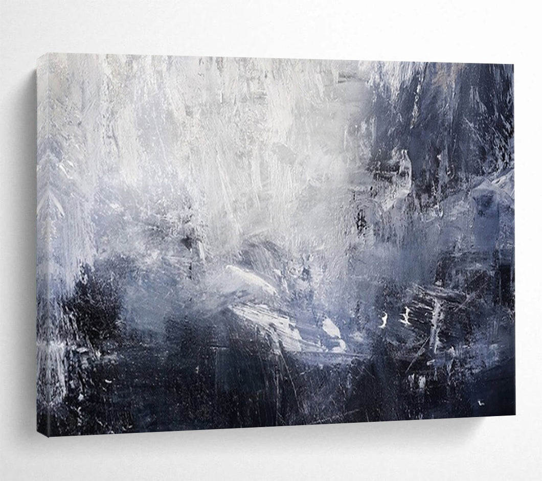 Hand - painted Gray Abstract Landscape Acrylic Art for Modern Gallery - Style Hallway Decor LargeART1671
