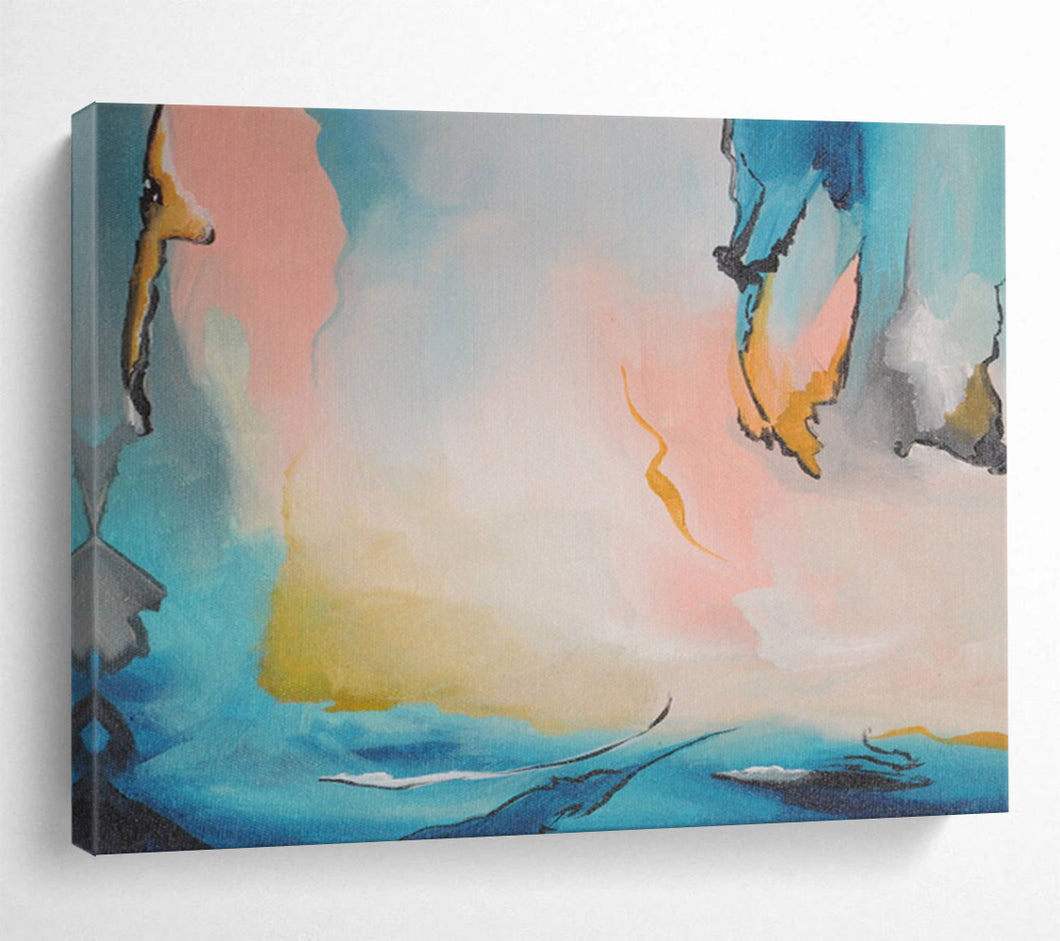 Blue - Pink Abstract Figure Painting - Ideal for Bohemian Bedroom & Art Café DKH021