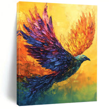 Load image into Gallery viewer, “Colorful Flying Phoenix” - Expressive Bird Art on Canvas DKH1656
