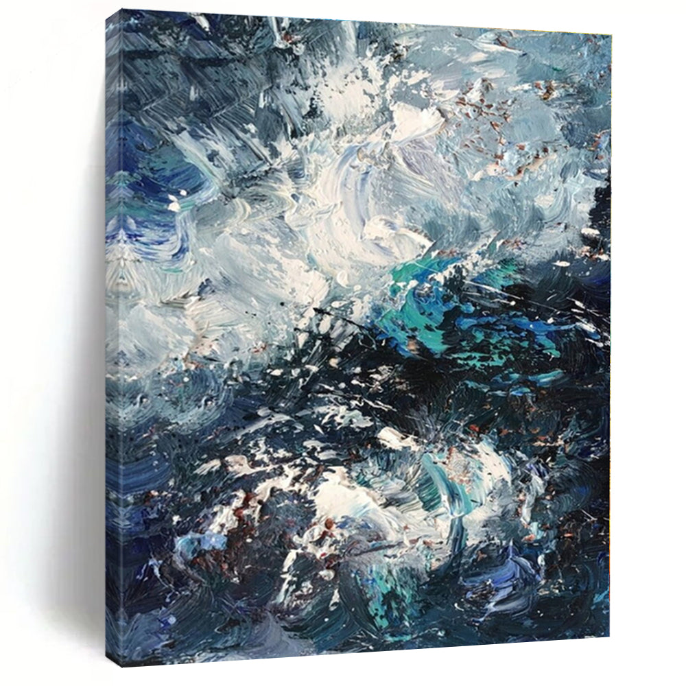 Turbulent Sea Abstract Painting, Perfect for Nautical - Themed Den & Bold Dining Room LargeART1351