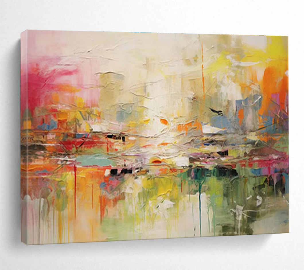 Vibrant Cityscape Abstract Painting for Modern Office & Urban Loft DKH123