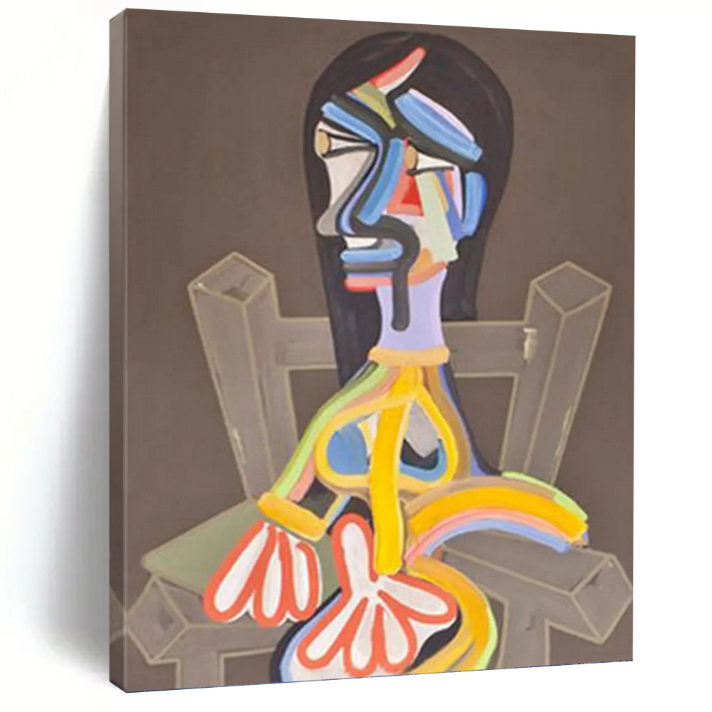 “Colorful Cubist Figure” - Abstract Figurative Art on Canvas DKH1453