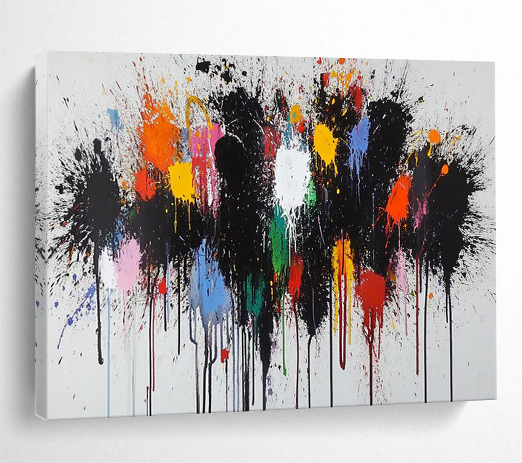 Vibrant Splatter Chaos Large - Scale Hand - painted Abstract Acrylic Art DLZ193