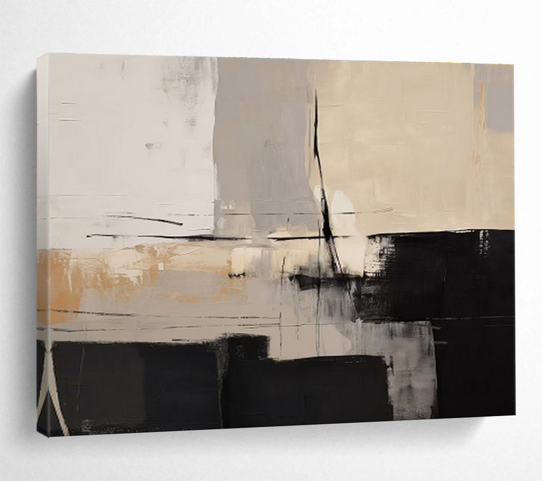 Monochromatic Geometric Abstract Painting for Modern Office & Art Gallery DKH241