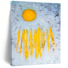 Load image into Gallery viewer, “Sunrise Strokes” - Bold Yellow Sun and Ray Art, Abstract Painting on Canvas DKH1089
