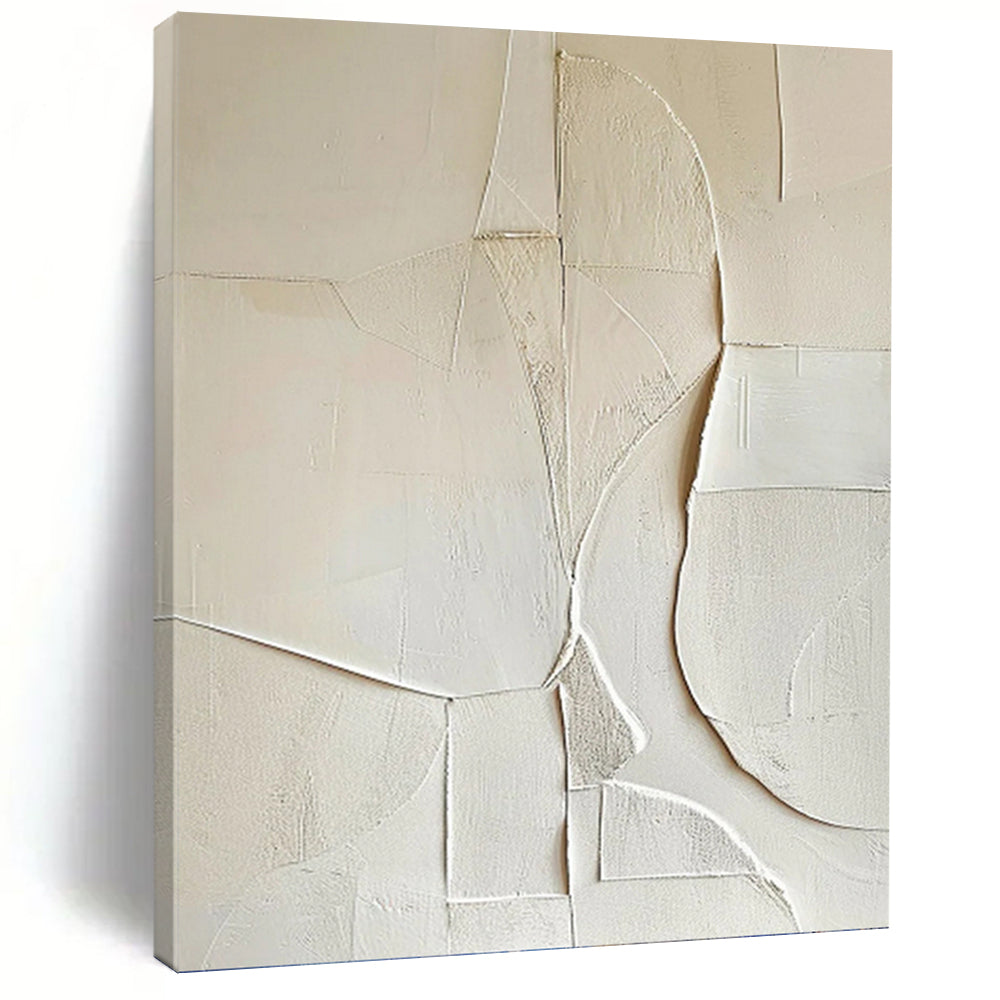 “White Textured Abstract Composition” - White, Grey Abstract Art on Canvas DKH1314