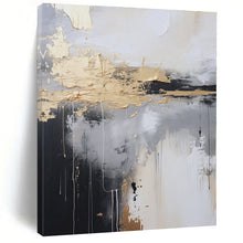Load image into Gallery viewer, Gray - Gold Drip Abstract Painting, Ideal for Industrial - Chic Loft &amp; Modern Art Studio LargeART1399
