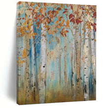 Load image into Gallery viewer, “Gilded Autumn Birch Forest” - Gold - Accented Woodland Art on Canvas DKH1437
