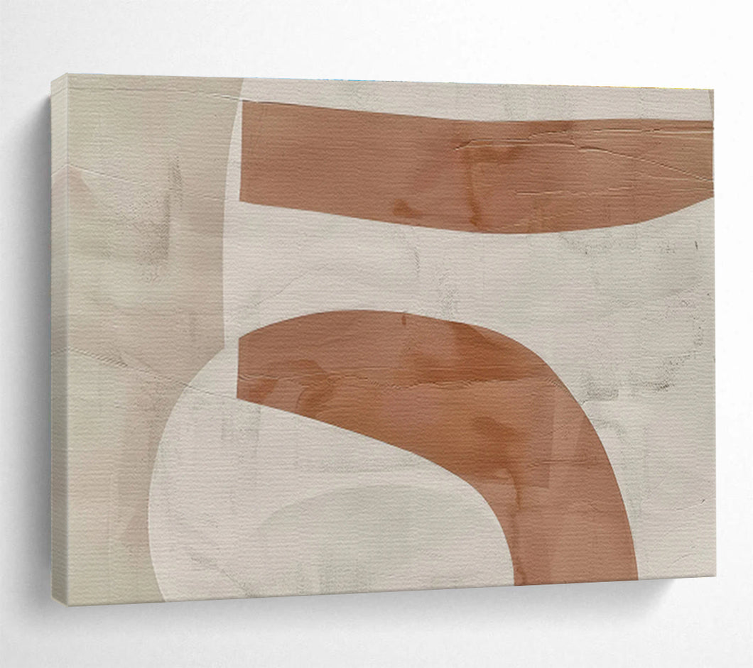 Abstract Painting on Canvas: Beige - and - Brown Curved Forms - “Warm Flow” DKH588