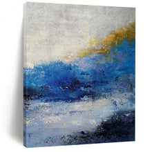 Load image into Gallery viewer, Large - Scale Blue and Yellow Abstract Revisited Acrylic for Beachfront Restaurant &amp; Coastal Home Office LargeART0362
