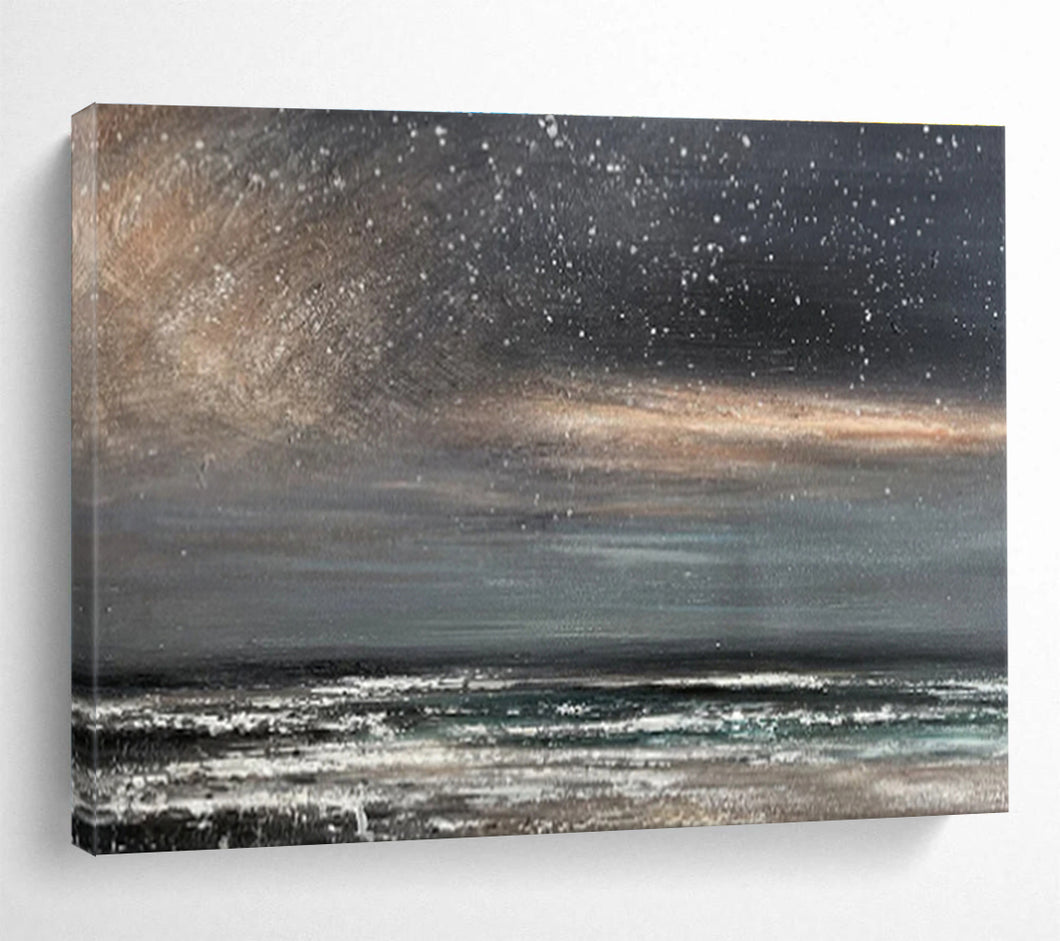 Starry Night Ocean Abstract Painting for Nautical Home & Dreamy Bedroom DKH103