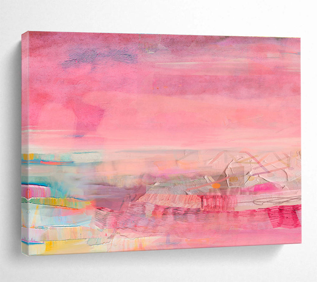 Pink - Dominant Abstract Mixed - Media Art for Feminine Boutique & Gallery Pop - Up DKH035