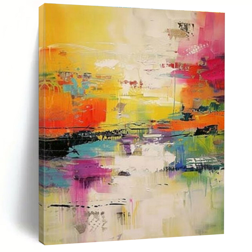 Vibrant Abstract Reflections Art - Great for Rooftop Lounge & Creative Writing Studio LargeART0699