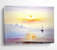 Load image into Gallery viewer, Sunset Sail: Warm - Toned Seaside Scene Large - Scale Hand - painted Abstract Acrylic Art DLZ181
