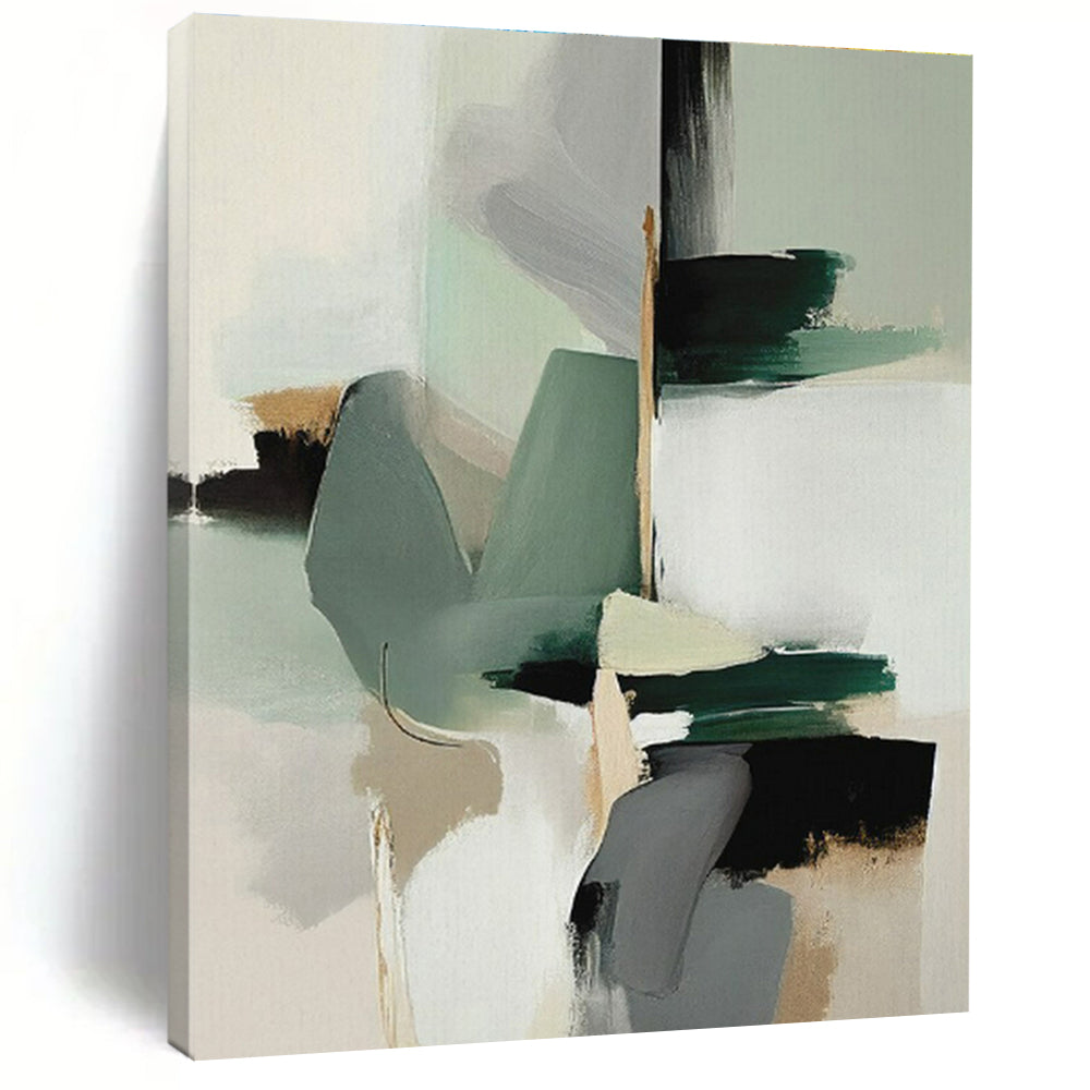 Large Green and Neutral Abstract - Ideal for Bohemian Home Office & Nature - Inspired Café LargeART0760