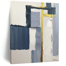 Load image into Gallery viewer, Large - Scale Blue - Gray - Gold Abstract Art for Modern Office &amp; Stylish Living Room LargeART0514
