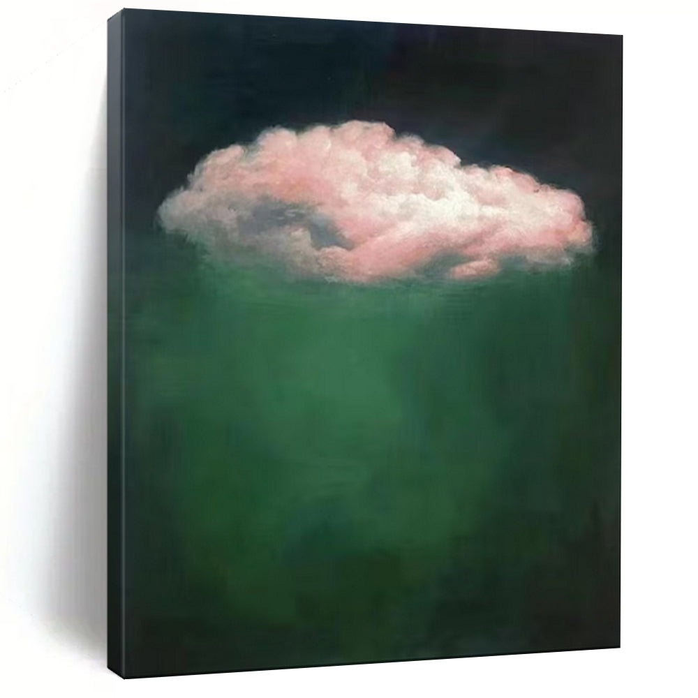 Pink Cloud on Green Abstract Art, Perfect for Dreamy Bedroom & Whimsical Nursery LargeART1984