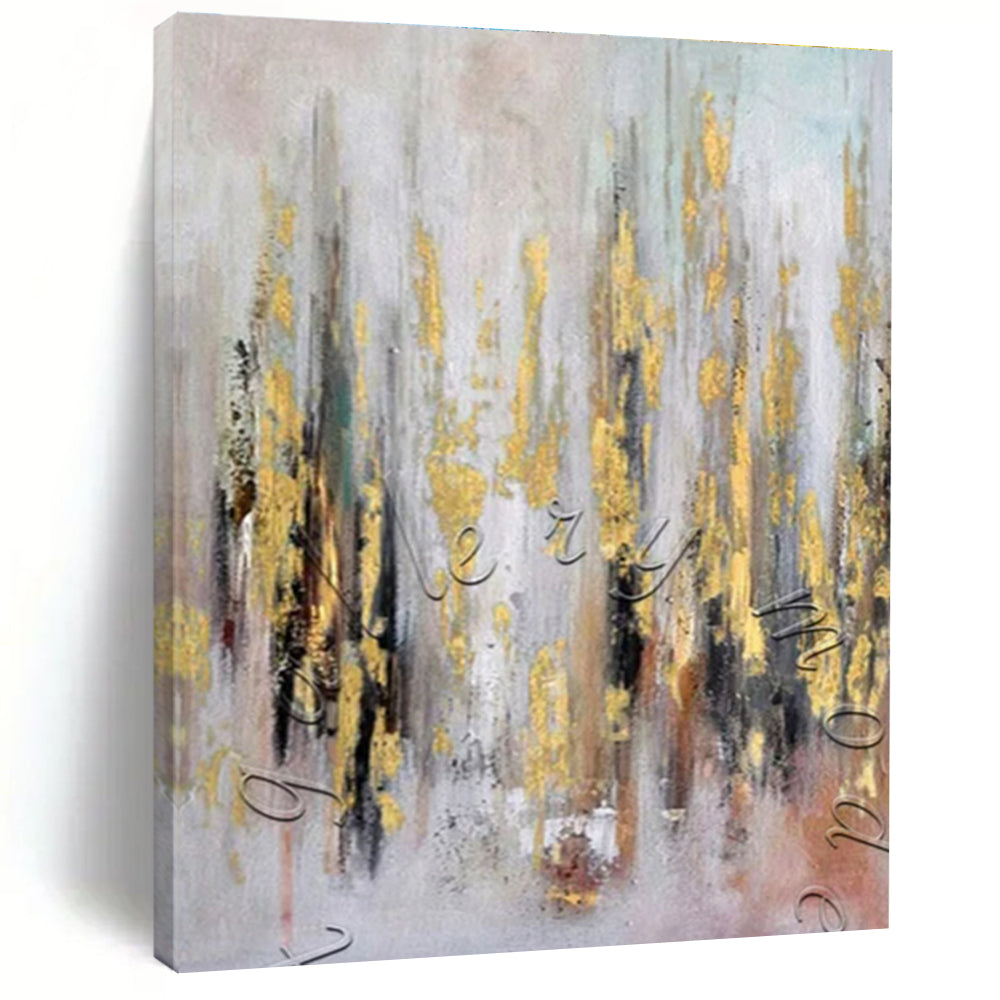 Gold - Accented Abstract Art for Glamorous Dining Room & Art - Filled Hallway LargeART0891