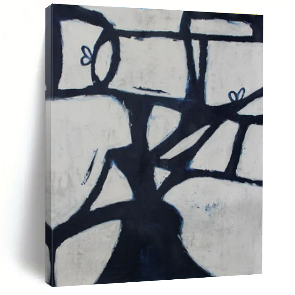 Black & White Tree - Like Abstract Painting, Perfect for Nature - Inspired Study & Modern Home Library LargeART1418