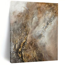 Load image into Gallery viewer, Minimalist Abstract Art, Earth - Toned Gold - Accented Painting for Bohemian Living Room &amp; Calming Office LargeART2247
