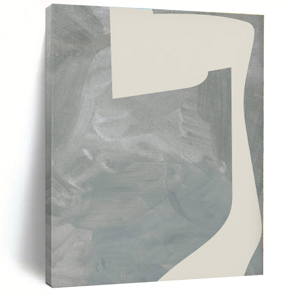 Oversized Gray - White Geometric Abstract Art for Studio & Contemporary Hallway LargeART0437