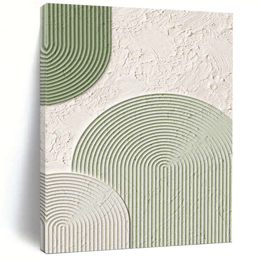 “Green Textured Arches” - Minimalist Abstract Art on Canvas DKH1488
